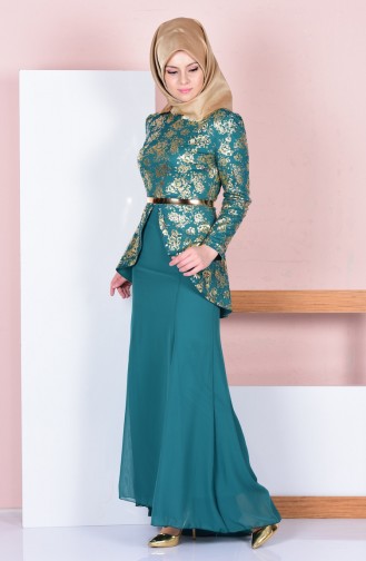 Green Hijab Dress 3015-03