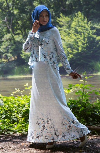 Eisblau Hijab Kleider 0510-02