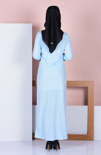 Abaya a Dentelle 3090-01 Bleu Glacé 3090-01