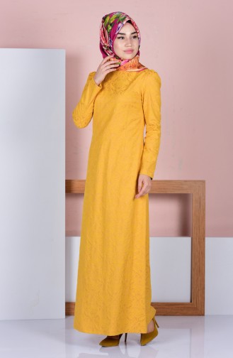 Mustard Hijab Dress 7123-10