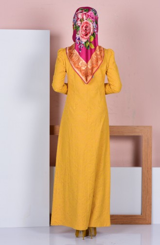 Mustard Hijab Dress 7123-10