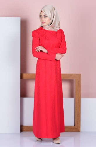 Red Hijab Dress 7123-09