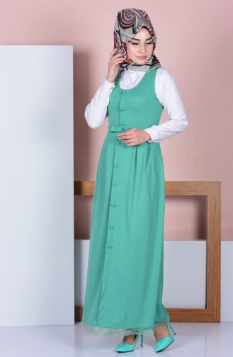 Robe Gilet a Boutons 3037-10 Vert Menthe 3037-10