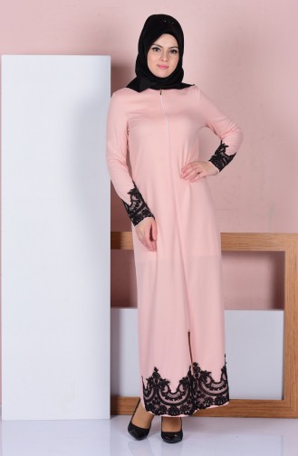 Abaya mit Spitzen 3090-05 Lachs 3090-05