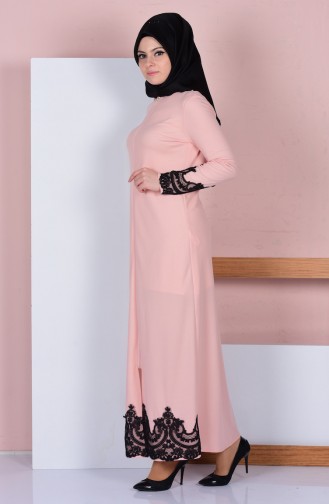 Abaya mit Spitzen 3090-05 Lachs 3090-05