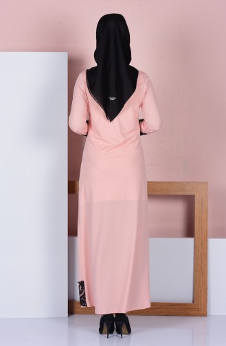 Abaya mit Spitzen 3090-05 Lachs 3090-05