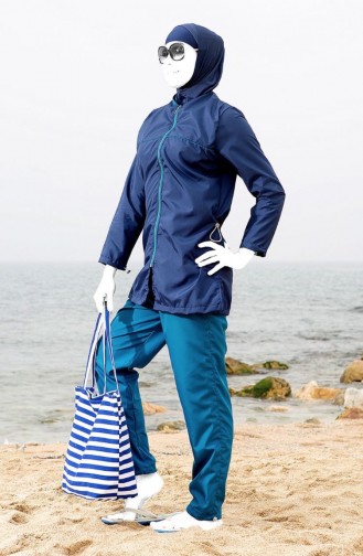 Navy Blue Modest Swimwear 1121-04