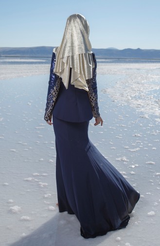 Dunkelblau Hijab-Abendkleider 52600-01