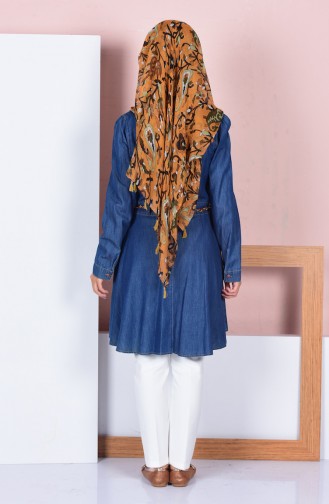 Düğmeli Kot Tunik 9068-01 Lacivert