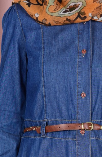 Düğmeli Kot Tunik 9068-01 Lacivert