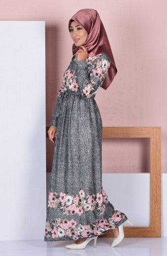 Smoke-Colored Hijab Dress 1619-05