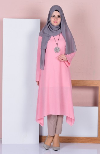 Kolyeli Şile Bezi Tunik 2764-13 Pembe