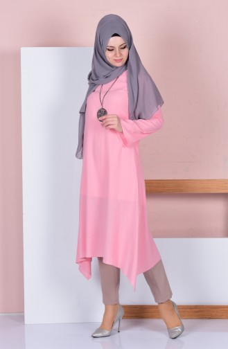 Kolyeli Şile Bezi Tunik 2764-13 Pembe