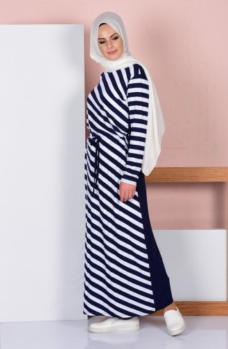 Navy Blue Hijab Dress 0472-02