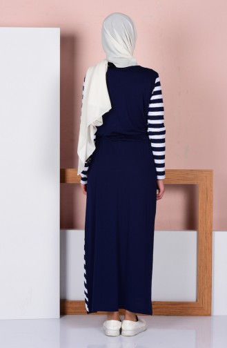 Navy Blue Hijab Dress 0472-02