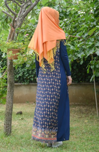 Dunkelblau Hijab Kleider 1232-02