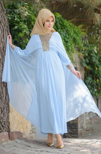 Blue Hijab Evening Dress 52551-08