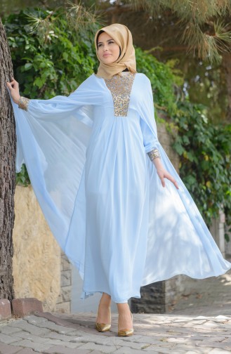 Blue Hijab Evening Dress 52551-08