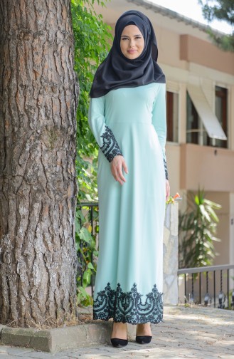 Mint Green Hijab Dress 3013-08