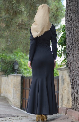 Black Hijab Evening Dress 3060-08