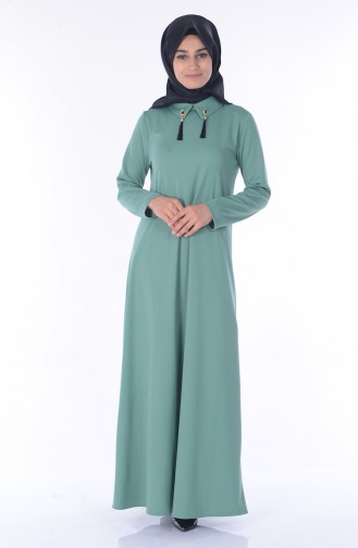 Unreife Mandelgrün Hijab Kleider 1066-11