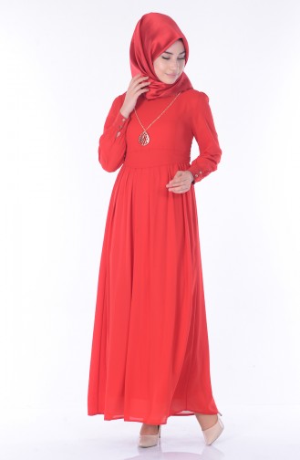 Rot Hijab Kleider 3687-01
