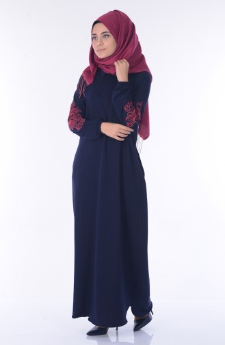 Navy Blue Hijab Dress 1449-04