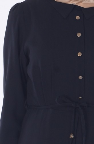 Gömlek Yaka Elbise 3666-01 Siyah