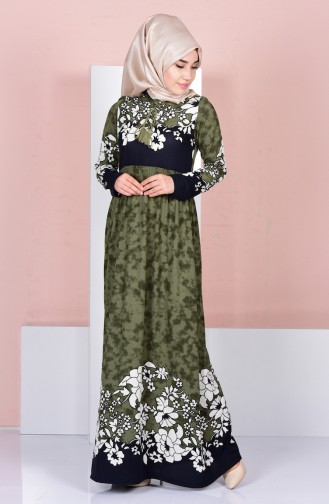 Khaki Hijab Dress 3168-01