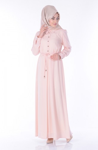 Cream Hijab Dress 3666-03