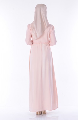 Cream Hijab Dress 3666-03