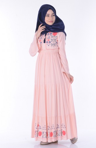 Salmon Hijab Dress 3815-02