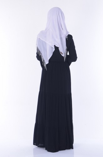 Baskılı Elbise 3815-03 Siyah