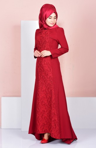 Robe de Soirée Detaillé de Pierre 3016-01 Bordeaux 3016-01