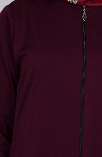 Abaya Fermeture a Glissiere 0546-11 Cerise Foncé 0546-11