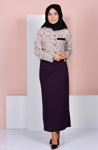 Straight Narrow Skirt 4035-05 Dark Purple 4035-05