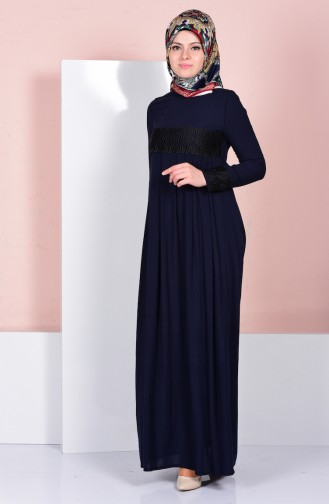 Navy Blue Hijab Dress 1304-01