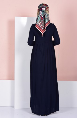 Navy Blue Hijab Dress 1304-01
