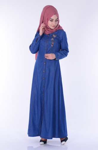 Navy Blue Hijab Dress 9191-01