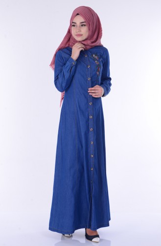 Navy Blue Hijab Dress 9191-01