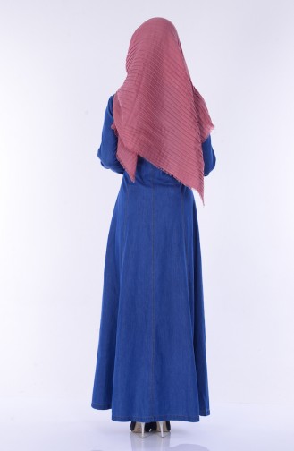 Navy Blue Hijab Dress 9191-01