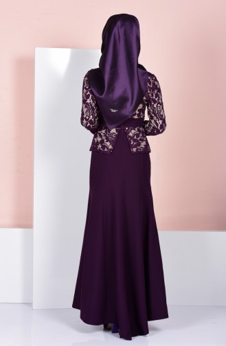 Purple Hijab Evening Dress 3018-05