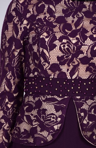 Purple Hijab Evening Dress 3018-05