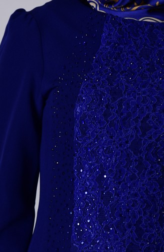 Robe de Soirée Detaillé de Pierre 3016-03 Bleu Roi 3016-03