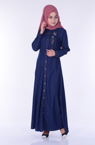 Dark Navy Blue Hijab Dress 9191-02