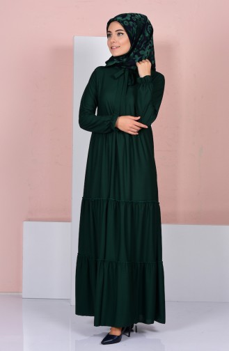 Emerald Green Hijab Dress 4056-09