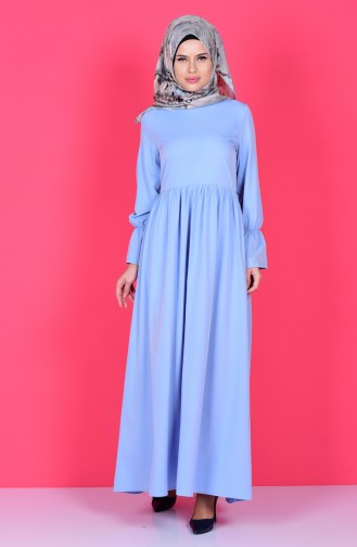 Hellblau Hijab Kleider 5005-03