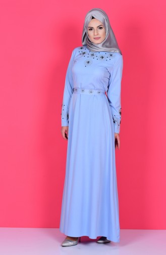 Light Blue Hijab Dress 5010-04