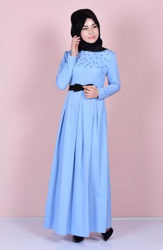 Light Blue Hijab Dress 5013-04