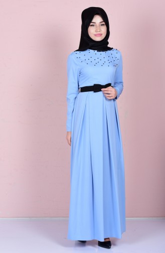 Light Blue Hijab Dress 5013-04